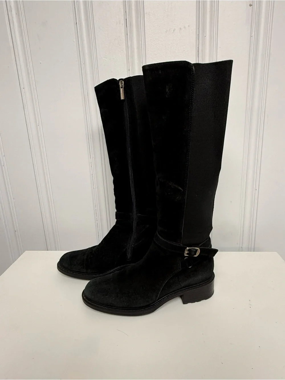 Blondo Nora Waterproof Black Suede Tall Riding Boots Size 9